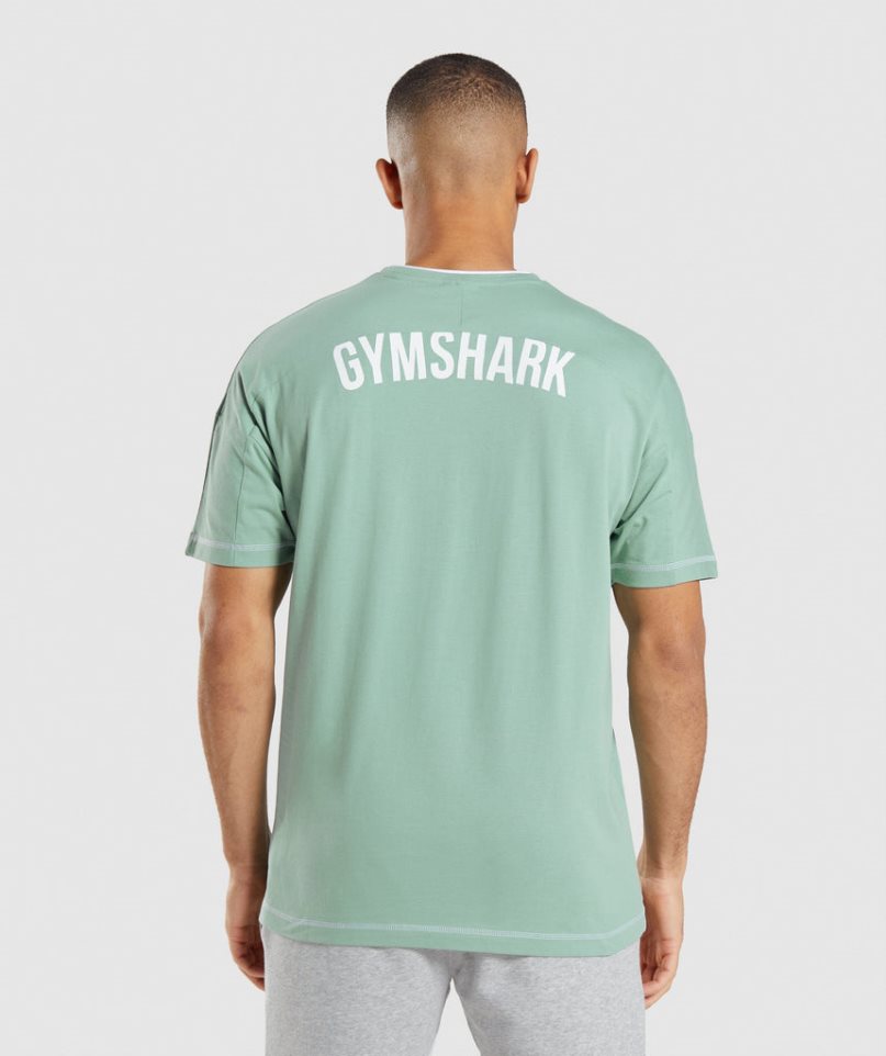 Men's Gymshark Recess T-Shirts Light Green | NZ 7IGAJH